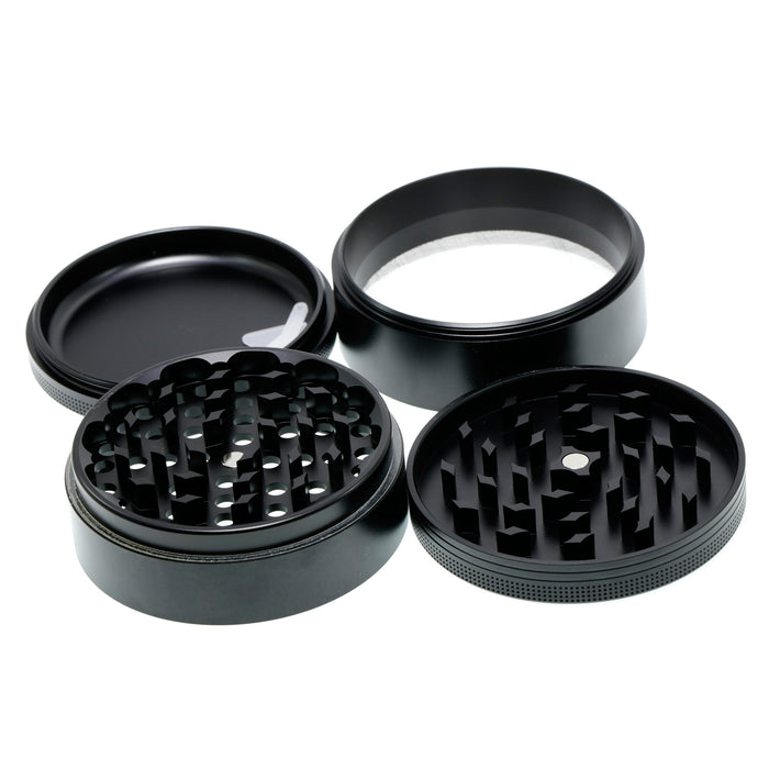 100MM Aluminum Alloy Height 75MM CNC Four-Layer Smoke Grinder | Black