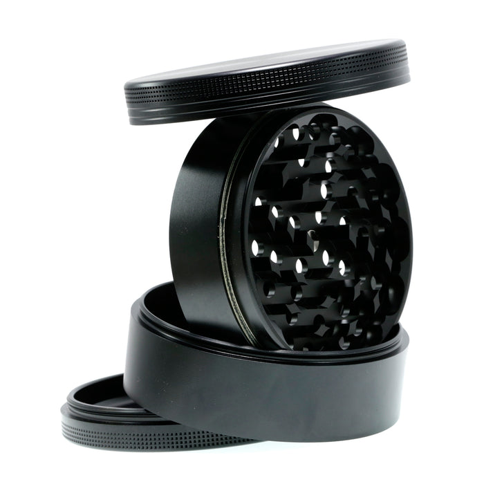 100MM Aluminum Alloy Height 75MM CNC Four-Layer Smoke Grinder | Black