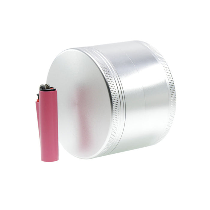 100MM Aluminum Alloy Height 75MM CNC Four-Layer Smoke Grinder | Silver