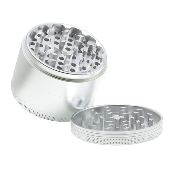 100MM Aluminum Alloy CNC Four-Layer Smoke Grinder | Silver Color