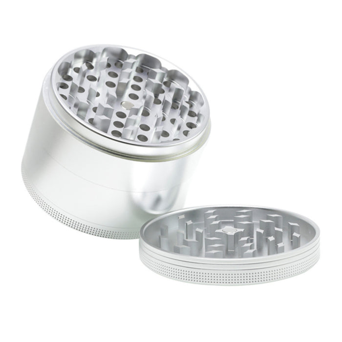 100MM Aluminum Alloy Height 75MM CNC Four-Layer Smoke Grinder | Silver