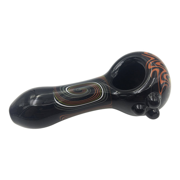 Multiple Circles Glass Spoon Pipe With Reverse Waves Bowl  190#