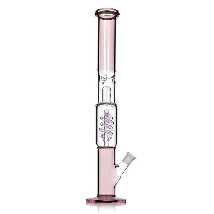 16" Straight Cylinder Spiral Perc Bong | Pink Color