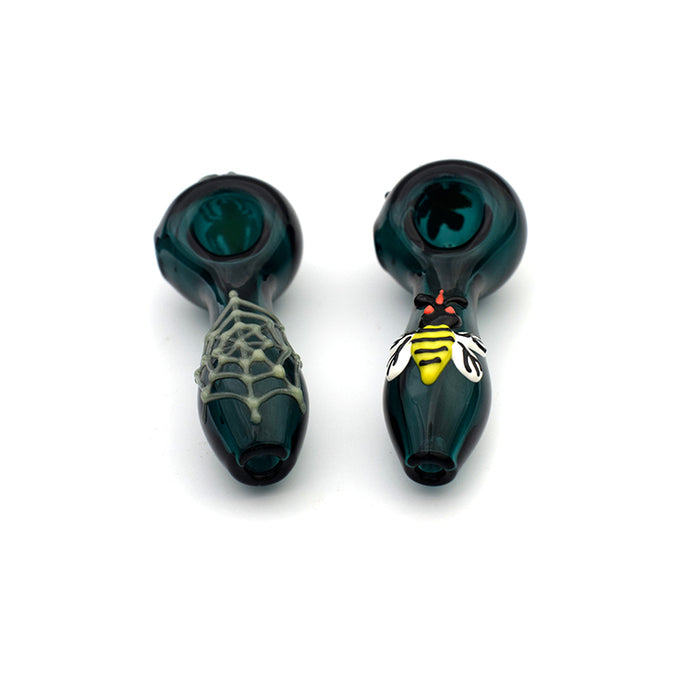 4“ Classic dark green glowing spider pipe G33