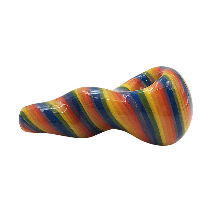 Hot Colored Glass Spoon Hand Pipe with Rainbow Colors 333#