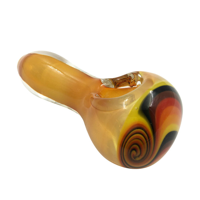 Gold Fumed Spoon pipe W/ distorted round grain bowl 016#