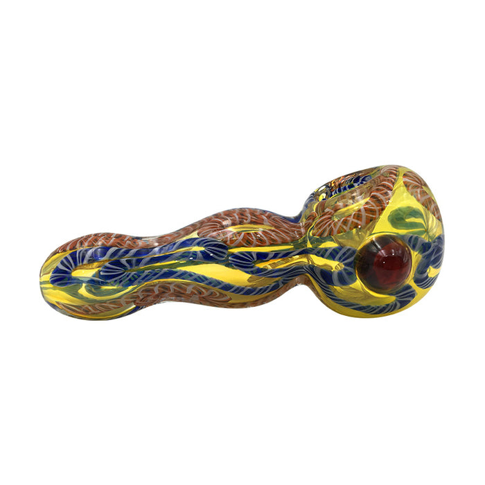 Mixed Color Hybrid Lines Spoon Hand Pipe Glass 230#