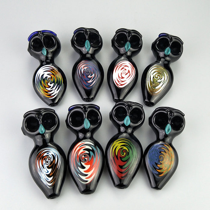 Owl Glass Hand Pipe in Various Colors 605#