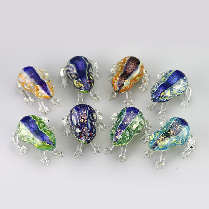 Blue Stripe Brown Body Toad Frog Glass Pipe with Clear Four Legs 141#