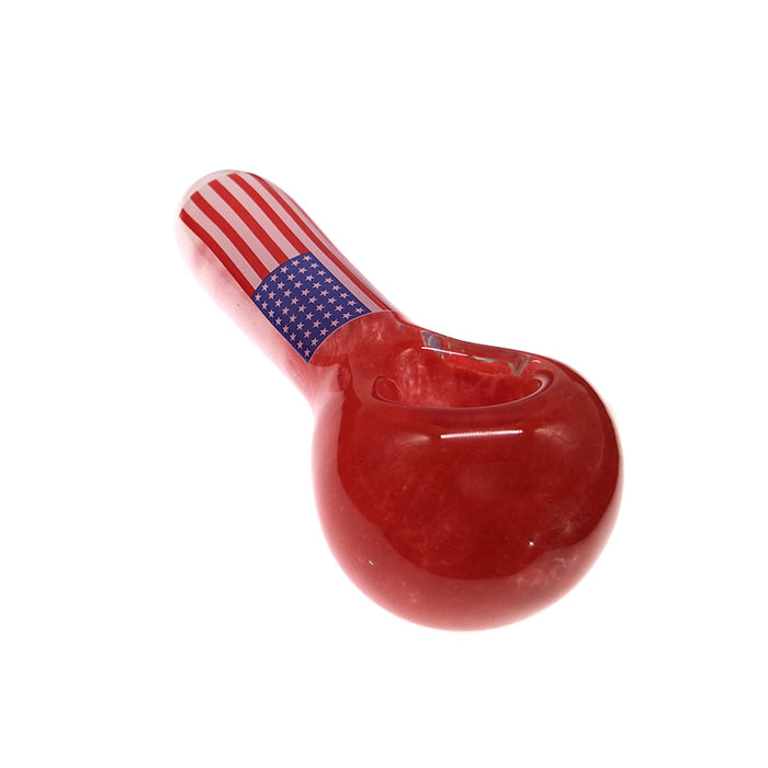 America USA Flag Spoon Pipe Fumed Glass Red & White Hand Pipe 031#