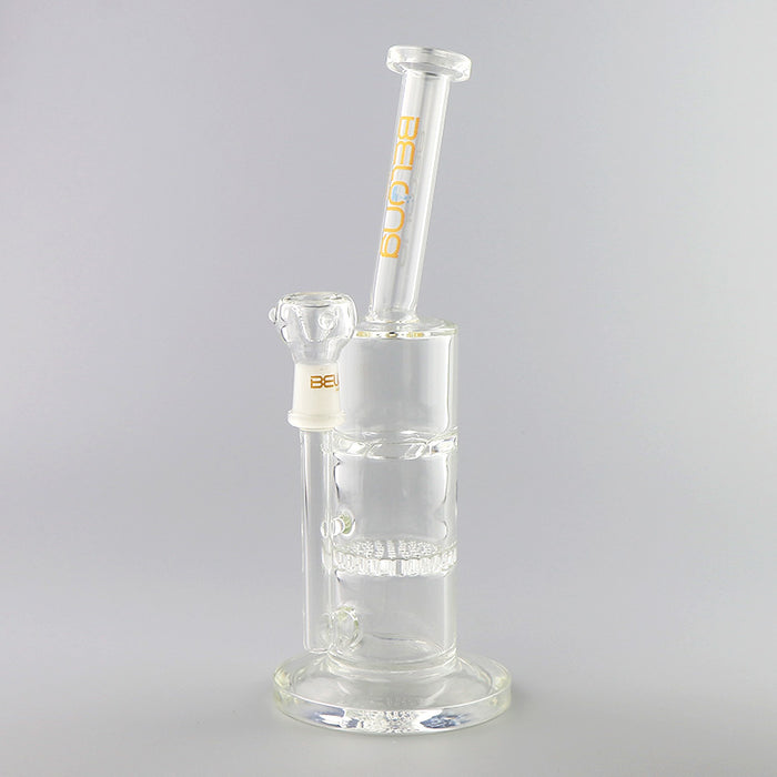 Two Honeycomb Bent Neck Glass Water Pipe with Logo 346#