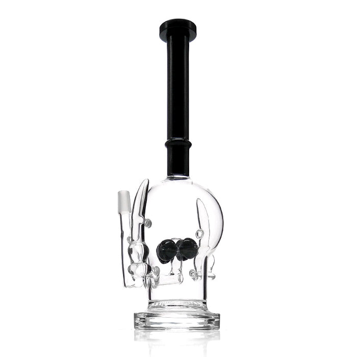 12" Tall Straight Tube Glass Bong with Black Color 107#