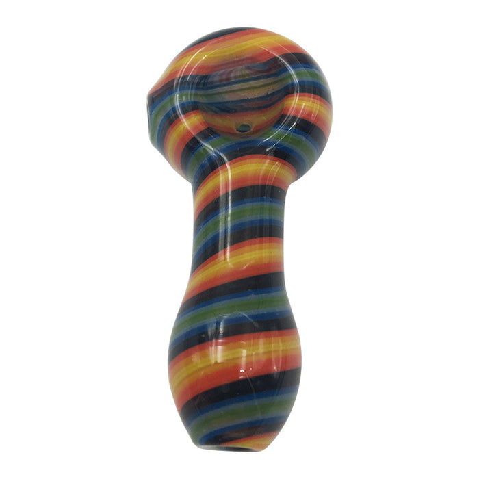 Vertical Orange Blue Colored Stripes Spoon Pipe  194#