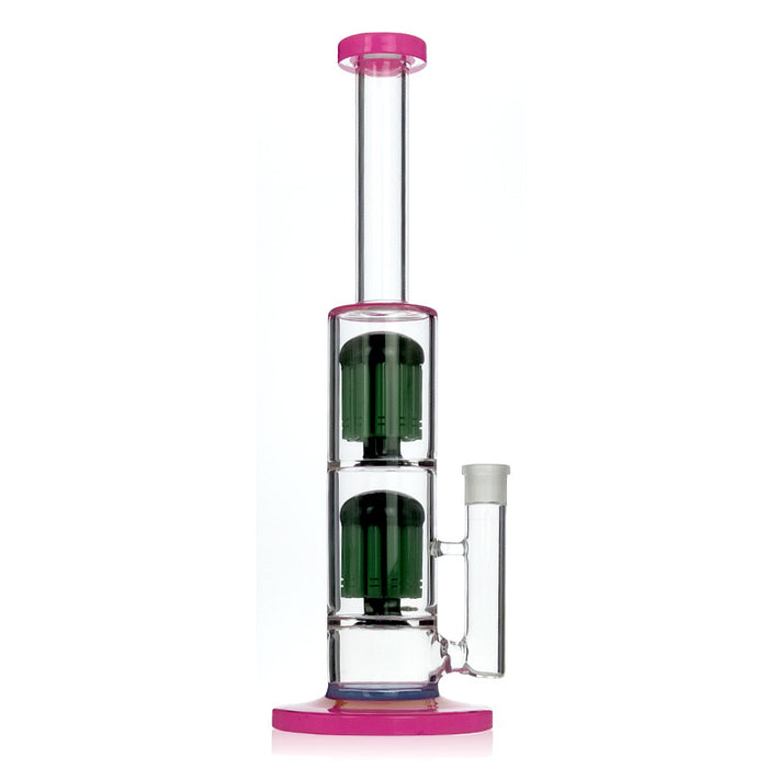 Pink Lips Double Green Dome Percolators Hookah Glass Smoking Water Pipes 285#