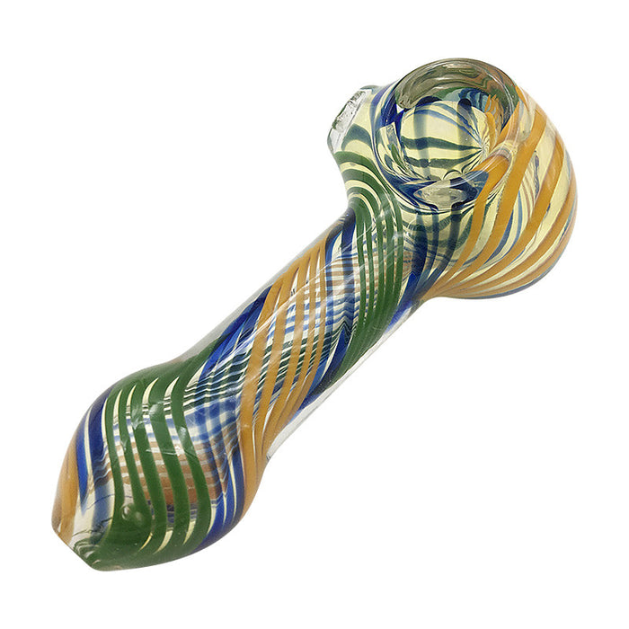 Blue Sparkle Colored Wrap Spoon Hand Pipe with Glass Marbles 252#