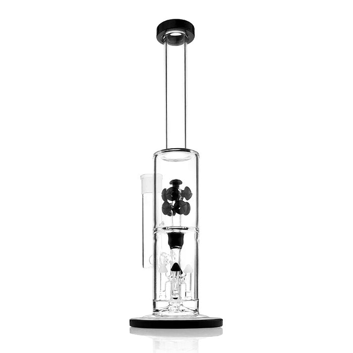 Black Fritted Disc Straight Glass Smoking Water Pipe