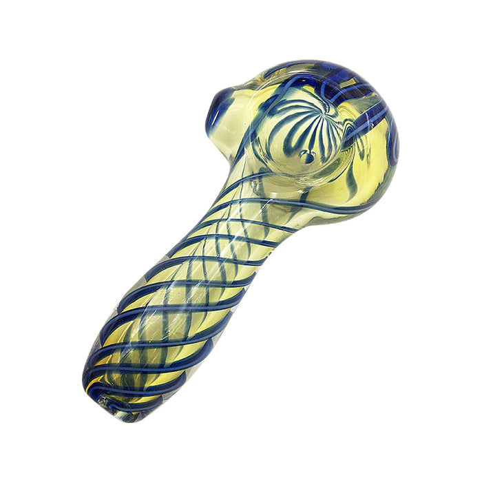 American Color Yellow with Blue Hand Pipe Tobacco Glass Spoon 324#