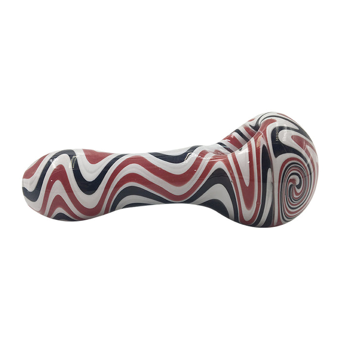 Red Black White 3 Colors Mixed Hybrid Lines Spoon Hand Pipe Glass 178#