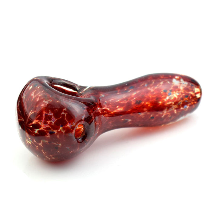 Glass Pipe Inside-Out Deep Red Lava Frit Spoon Pipe 581#