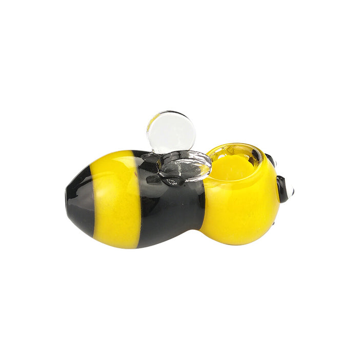 Honeybee Design Spoon Pipe with Little Wings Yellow Black Pipe 036#