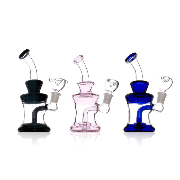 Small Glass Oil Rigs Thick Glass Bubbler Dab Recycle Chromatic Water Pipe 244#