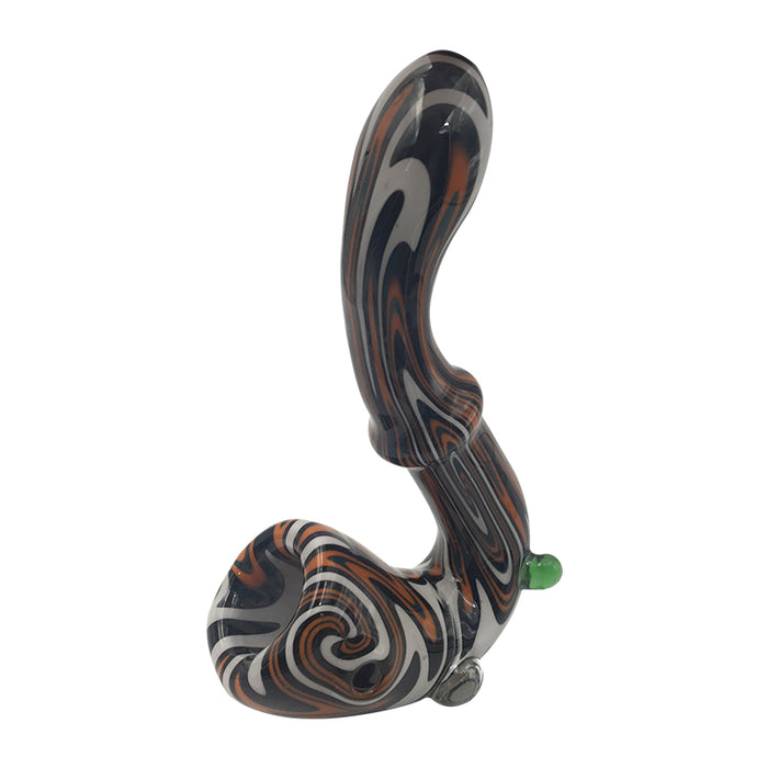 Molten Flame Sherlock Glass Hand Pipe with Ring 193#