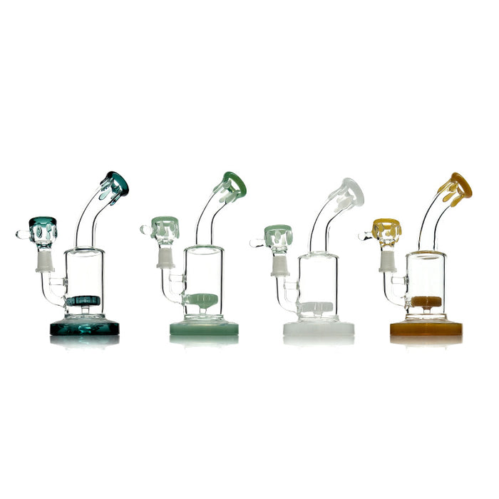Bent Neck Mini Glass Smoking Water Pipe with Color Bowl