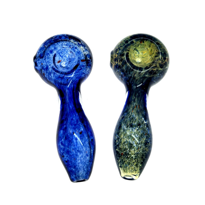 Fumed Sea Blue Inside-Out Frit Spoon Pipe for Smoking 091#