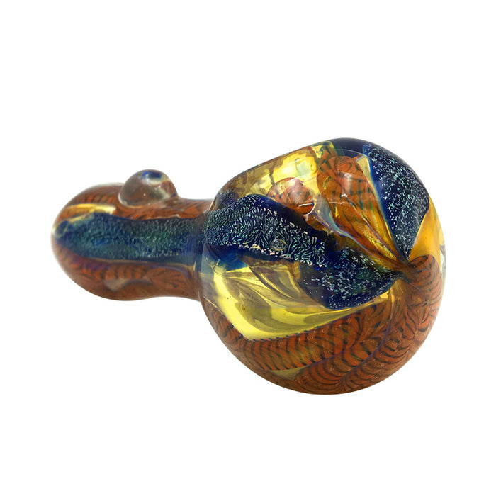 Blue Shimmer Stripes Green Glass Marble Spoon Pipe 235#