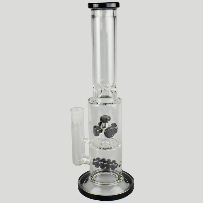 Thick Glass Bong with Two Perc 14.5" Height Good Quality 381#