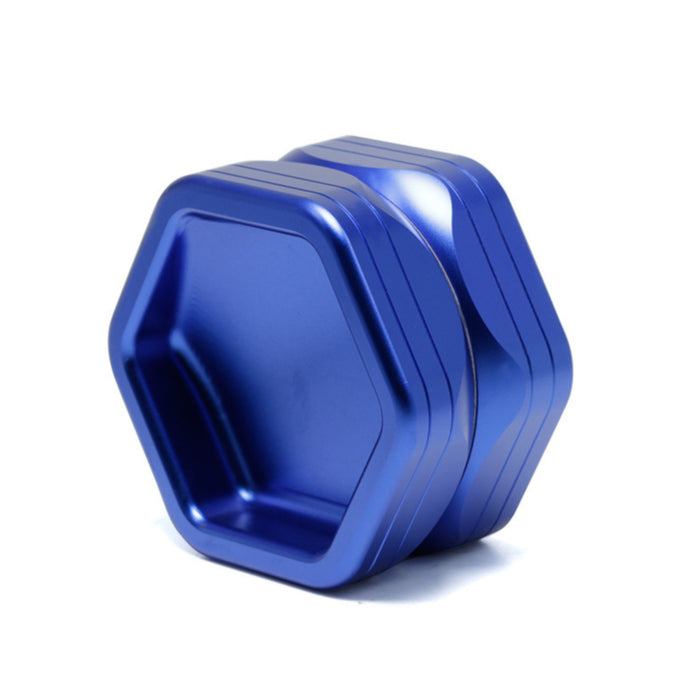2-Layer Hexagon Aluminum Alloy Herb Crusher Grinder-Blue Color