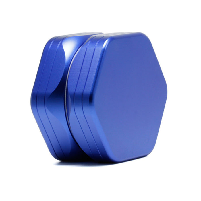 2-Layer Hexagon Aluminum Alloy Herb Crusher Grinder-Blue Color