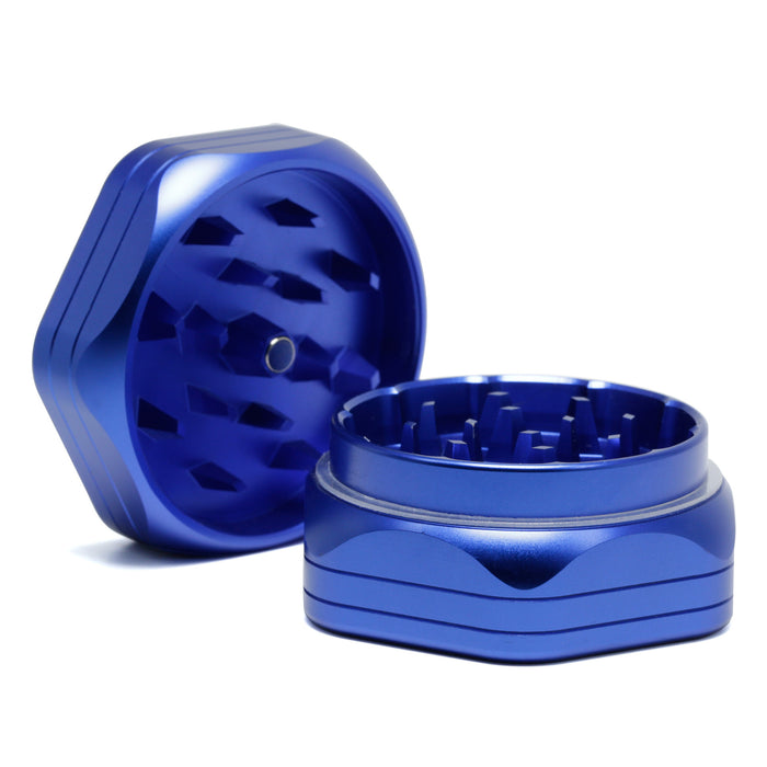 2-Layer Hexagon Aluminum Alloy Herb Crusher Grinder-Blue Color