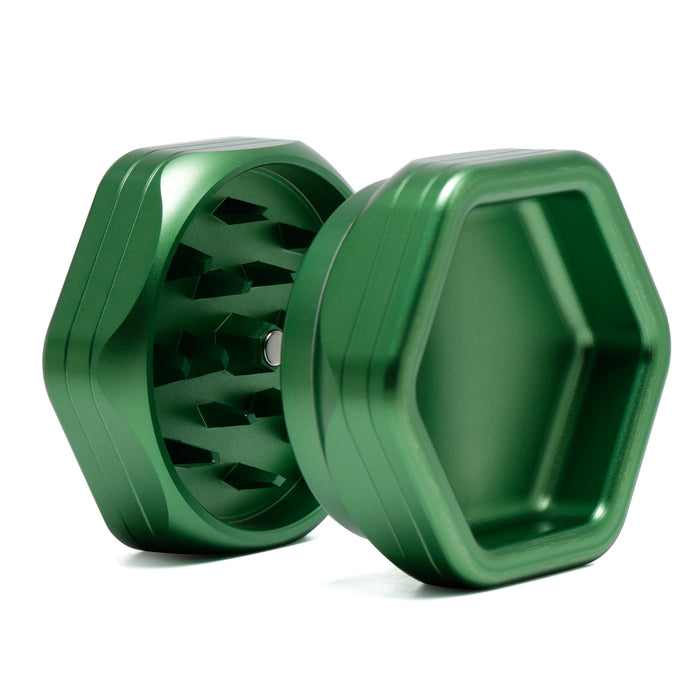 2-Layer Hexagon Aluminum Alloy Herb Crusher Grinder-Green Color