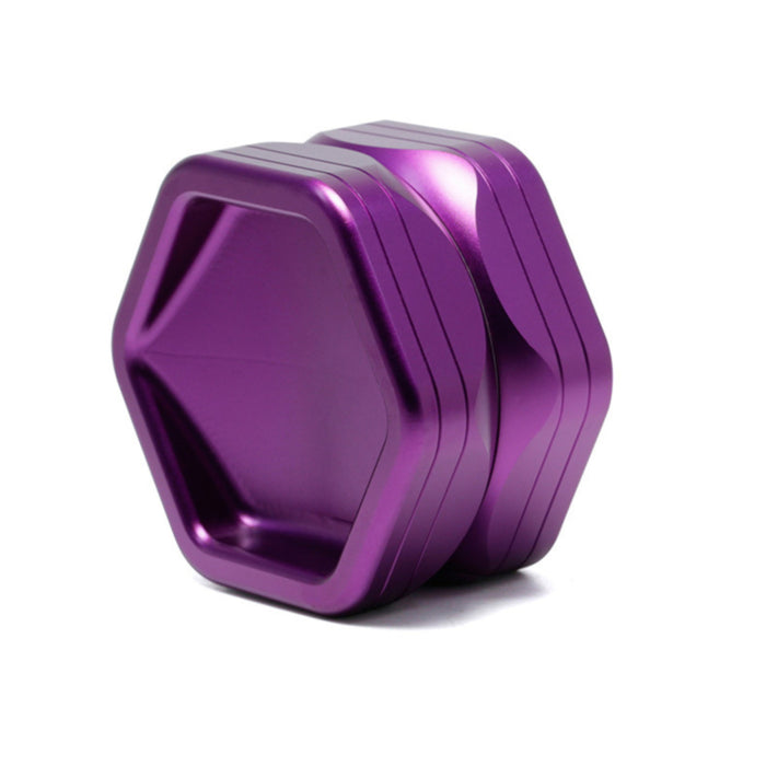 2-Layer Hexagon Aluminum Alloy Herb Crusher Grinder-Purple Color