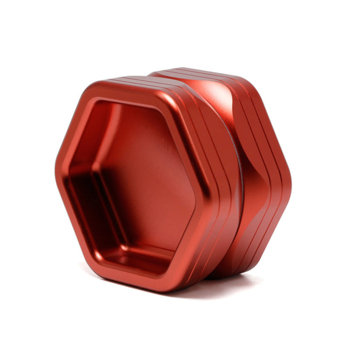 2-Layer Hexagon Aluminum Alloy Herb Crusher Grinder-Red Color