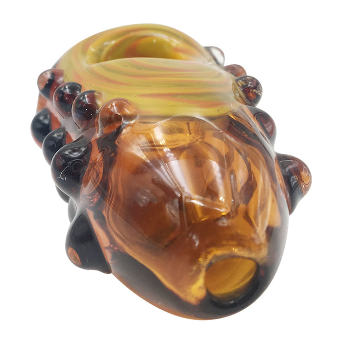 Amber Color Shapes Hand Pipe Has Glass Marbles Both Sides  179#