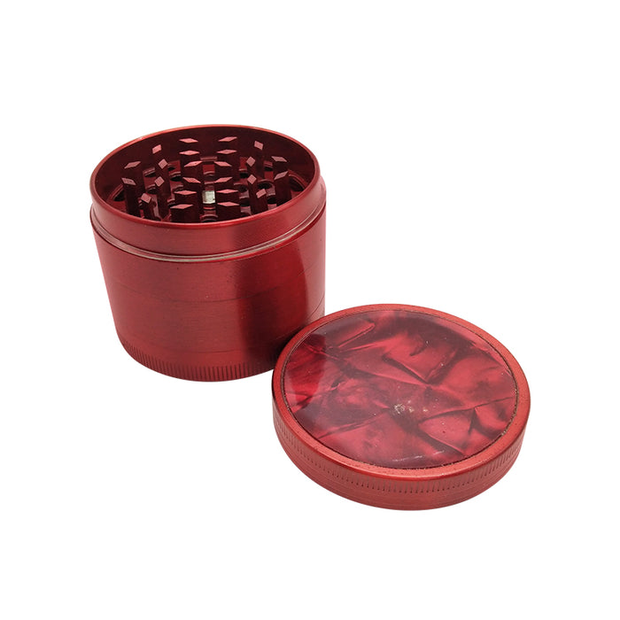 55mm 4 layers Beautiful  Decorative Pattern Metal Herbal Smoking Crusher Hookah Tobacco Grinder With Hand Crank Easy Operation