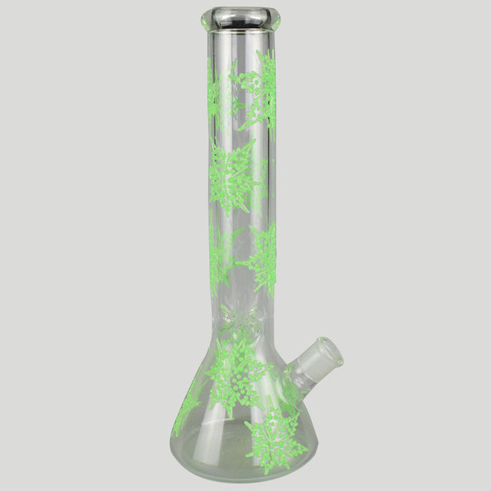 Growing Big Glass Beaker Bong Water Pipe with Green Color 373#