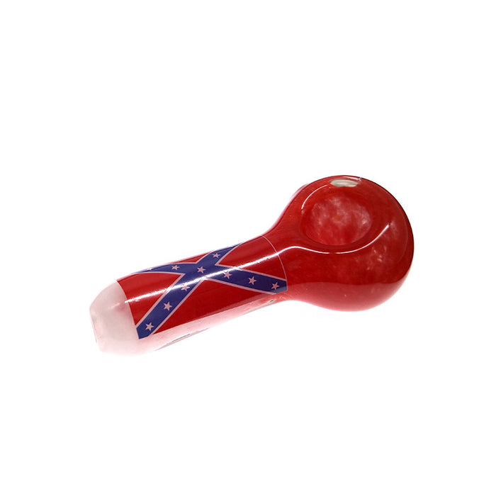 Cheap Price Fumed Glass Flag Spoon Pipe for  Tobacco Smoking 032#