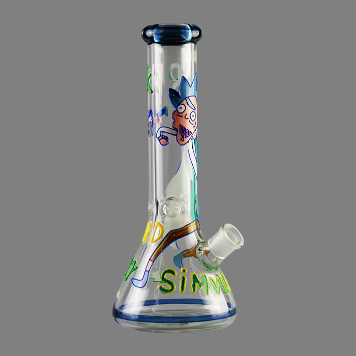 7MM Thick Morty Pattern Glass Smoking Water Pipe 355#