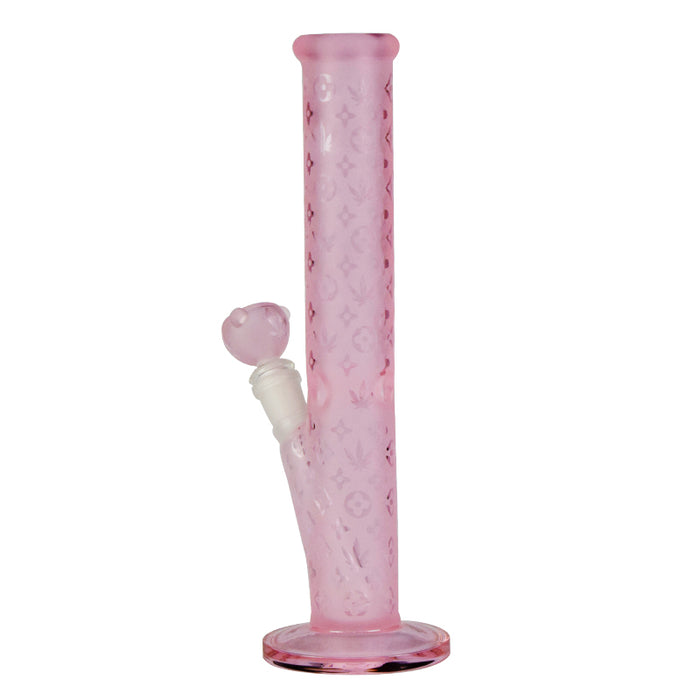 12" lv Pattern Pink Straight Tube Glass Water Pipe 423#