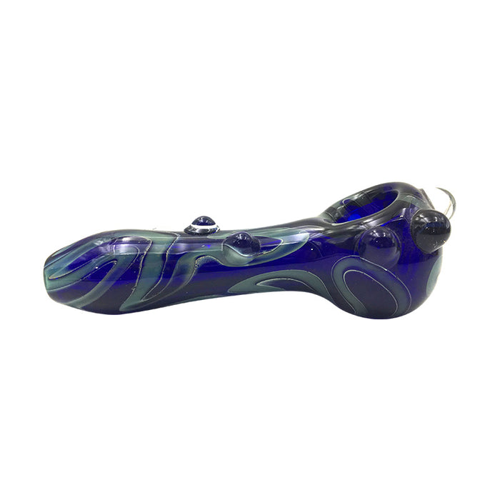 Three Colors Convergence Spiral-Write Stripes Glass Spoon Hand Pipe 232#