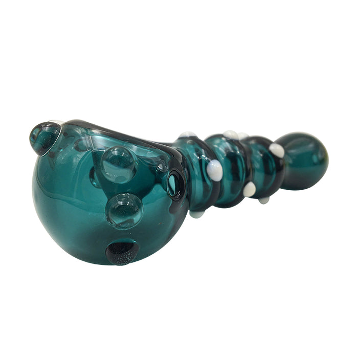 Inside-out Colored Stripes Spoon Pipe with Glass Marbles 221#