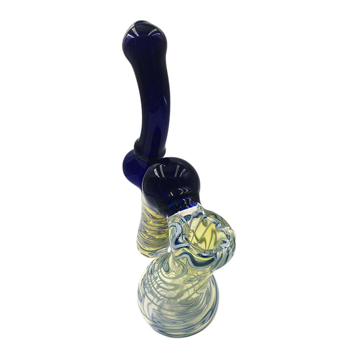 Double glass bubbler with blue and light yellow color 530#