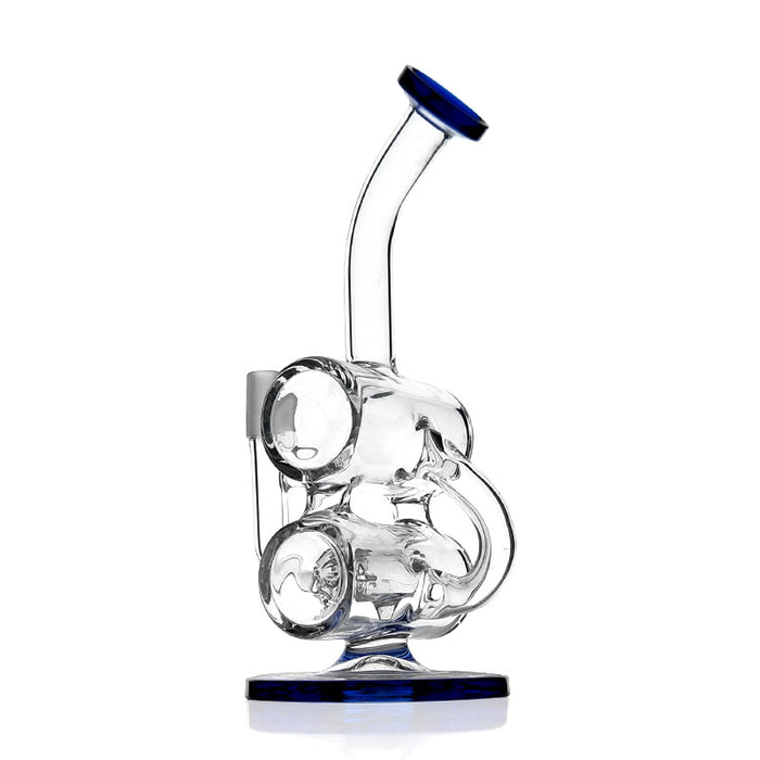 8.5" Double Barrel Hammerhead Recycler Water Pipe Rig with Blue  Color