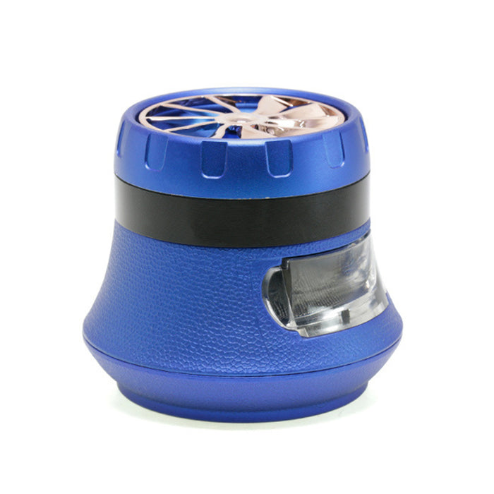 63MM Inch Vase With Drawer Shape Turbo Maple Chamfered Metal 4 Layer Smoke Grinder-Blue