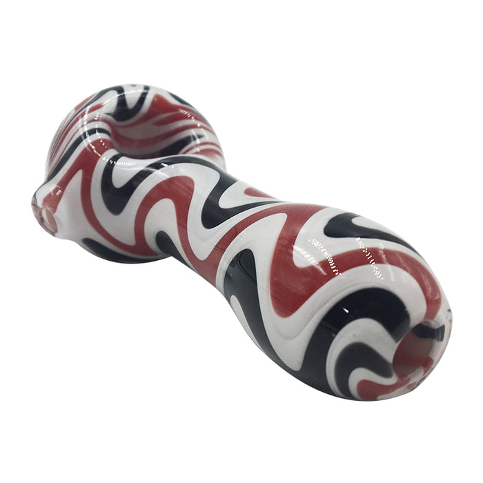 Red Black White 3 Colors Mixed Hybrid Lines Spoon Hand Pipe Glass 178#