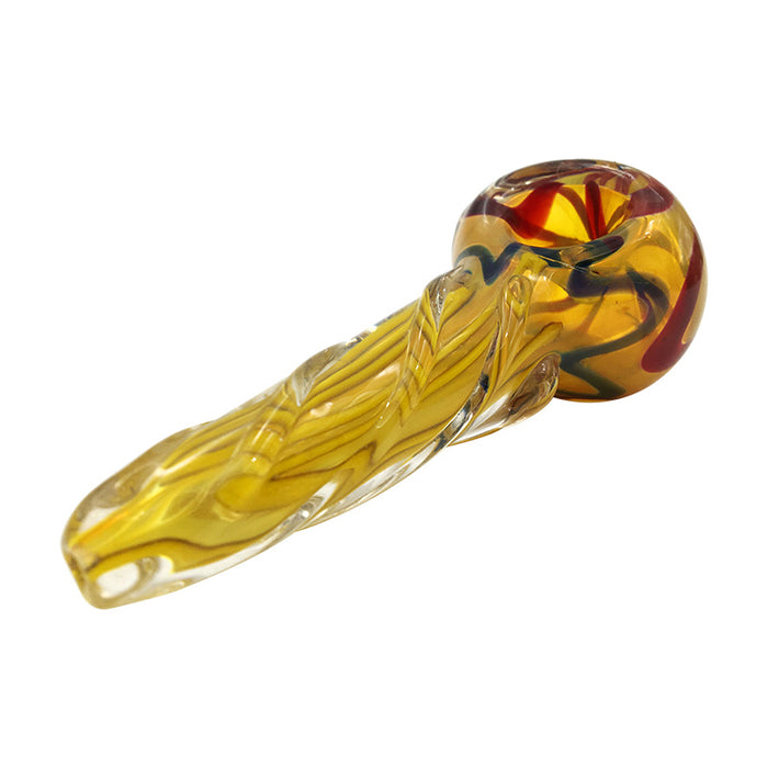 Pink Nail & Black Head Glass Hand Pipe Has Clear Fire Print 238#