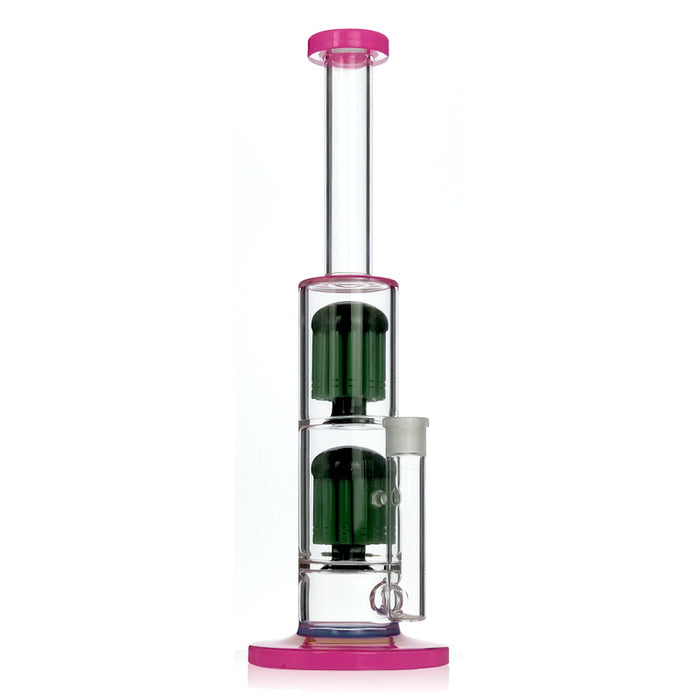 Pink Lips Double Green Dome Percolators Hookah Glass Smoking Water Pipes 285#